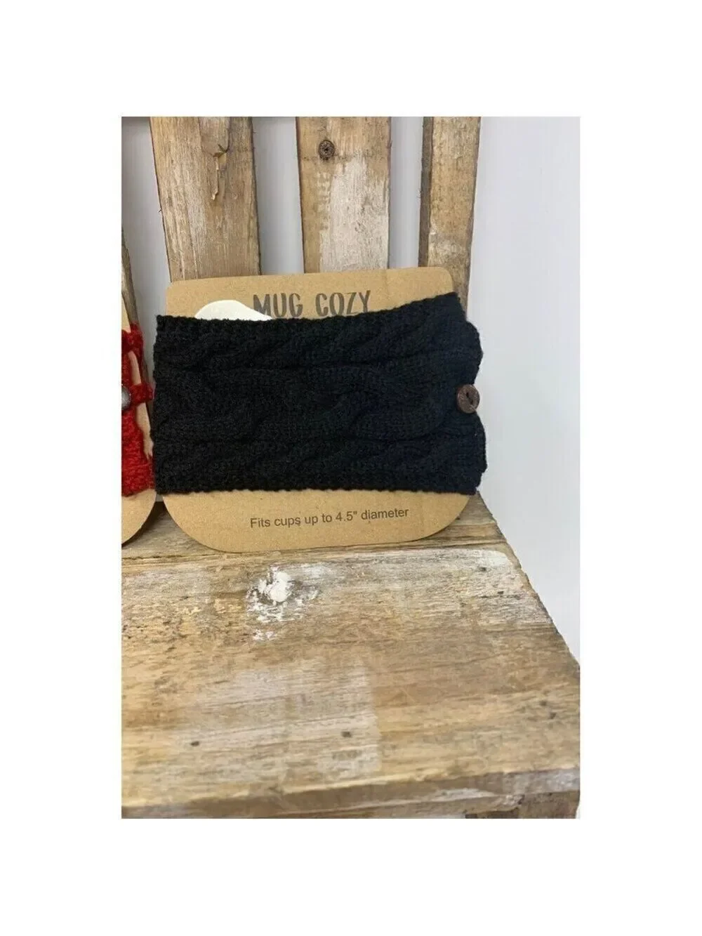 Cup Cozy Mug Warmer Soup Coffee Cappuccino Cocoa Cable Knit Gift Red Black Gift